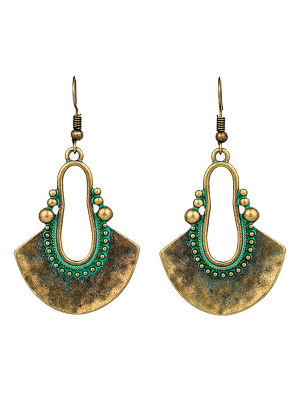 Vintage Fan-Shaped Hollow Turquoise Earrings