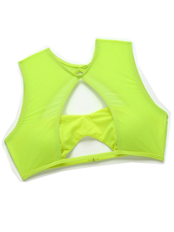 Fluorescent Hollow Split-Joint Split Bikini Swimsuit