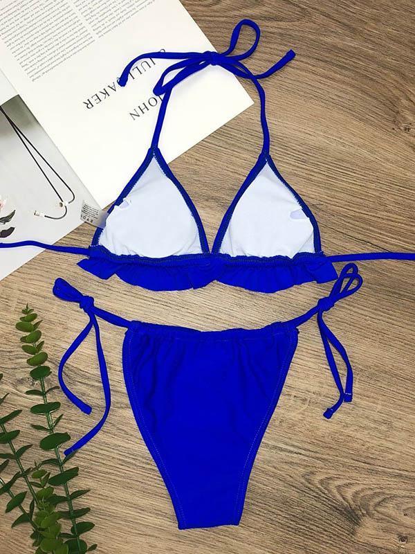 Sexy Triangles Bandage Split Bikini Swimsuit