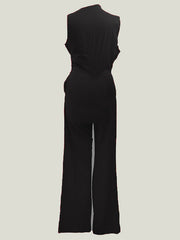 Black Asymmetrical Neck Sleeveless Asymmetrical Wide Summer One Piece Outfit