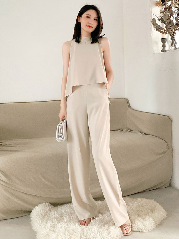 Women's Jumpsuit Sleeveless Chiffon Wide Leg One Piece Outfit