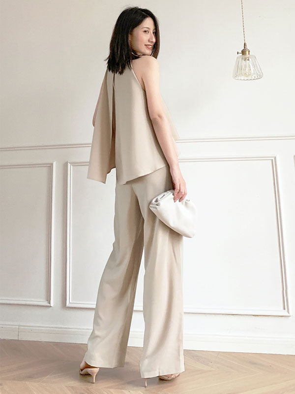 Women's Jumpsuit Sleeveless Chiffon Wide Leg One Piece Outfit