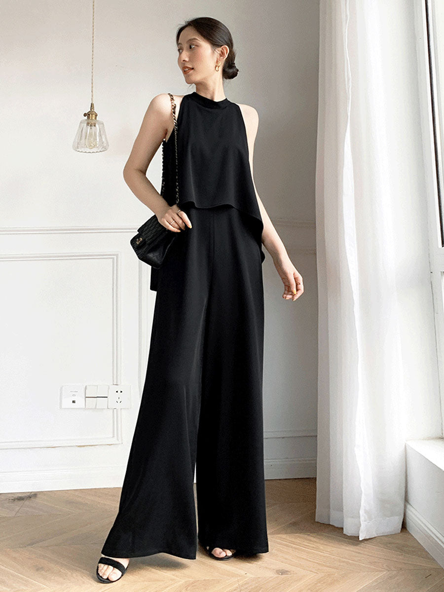 Women's Jumpsuit Sleeveless Chiffon Wide Leg One Piece Outfit