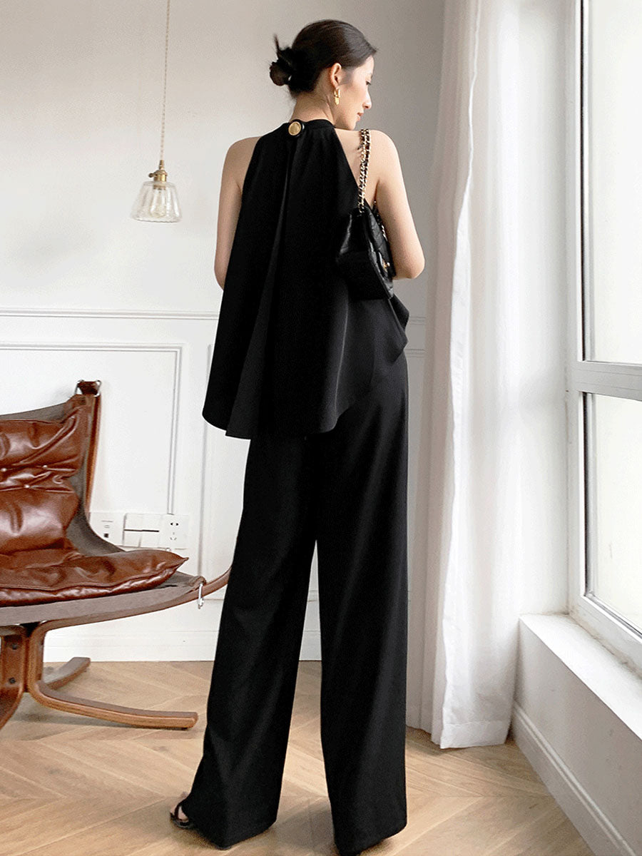 Women's Jumpsuit Sleeveless Chiffon Wide Leg One Piece Outfit