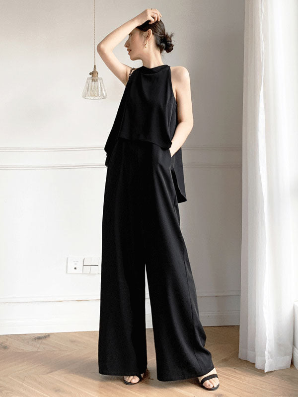 Women's Jumpsuit Sleeveless Chiffon Wide Leg One Piece Outfit