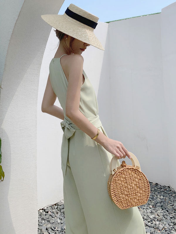 Light Green Jumpsuits Spaghetti Straps Wide Leg One Piece Outfit