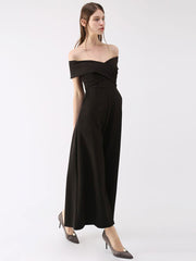 Off-Shoulder Jumpsuit Cross-Breast Wide Leg One Piece Outfit