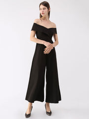 Off-Shoulder Jumpsuit Cross-Breast Wide Leg One Piece Outfit