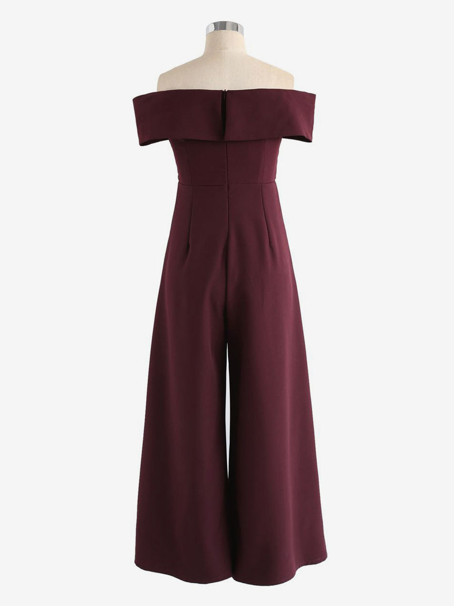 Off-Shoulder Jumpsuit Cross-Breast Wide Leg One Piece Outfit