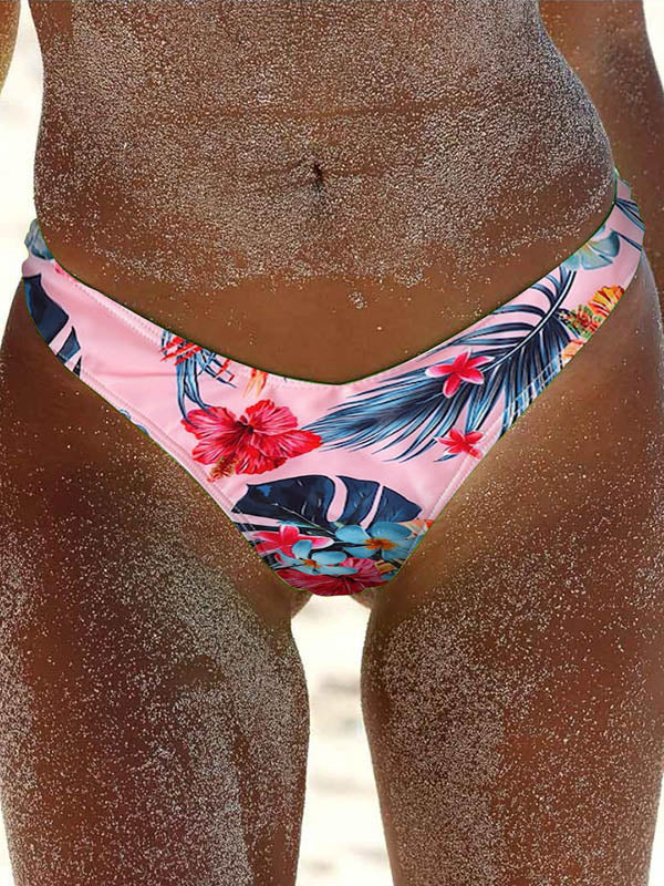 Floral-Print Triangles Low Waist Bikini Pants