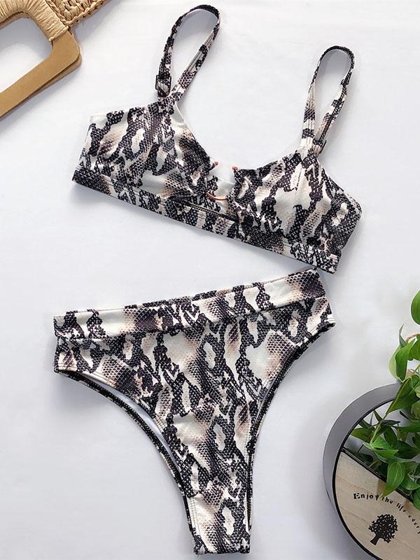 Gorgeous Embellished Hollow Split Bikini Swimsuit