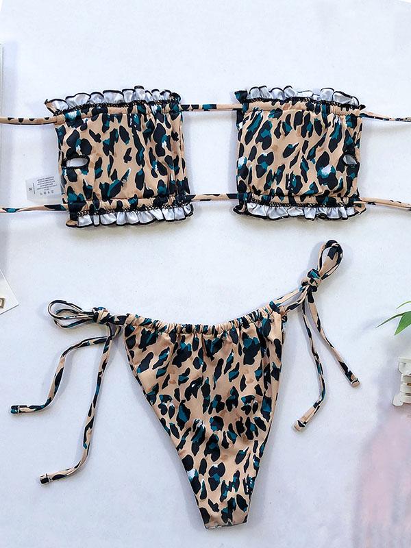 Sexy Fold Hollow Bikini Swimsuit