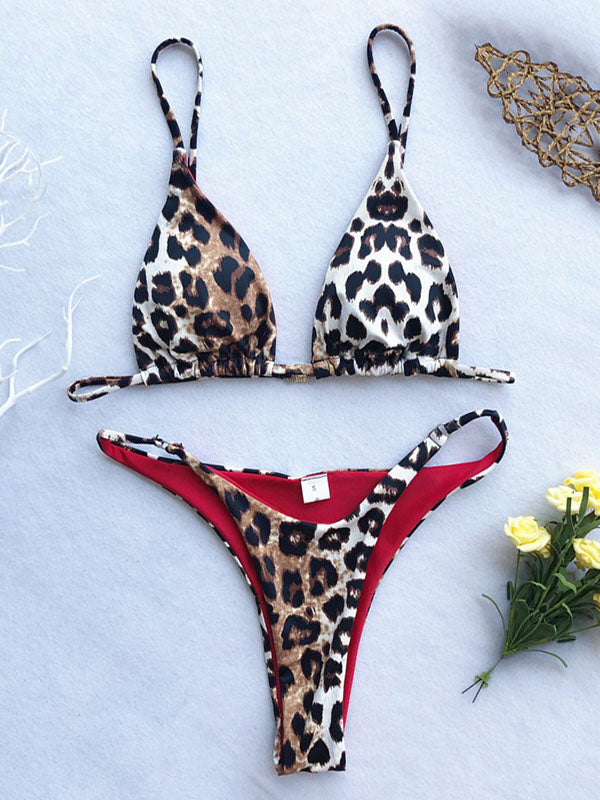 Triangle Sexy Leopard Print Bikini Swimsuit