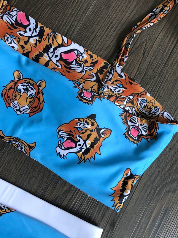 Sexy Bandage Tiger Printed Bikini Swimsuit