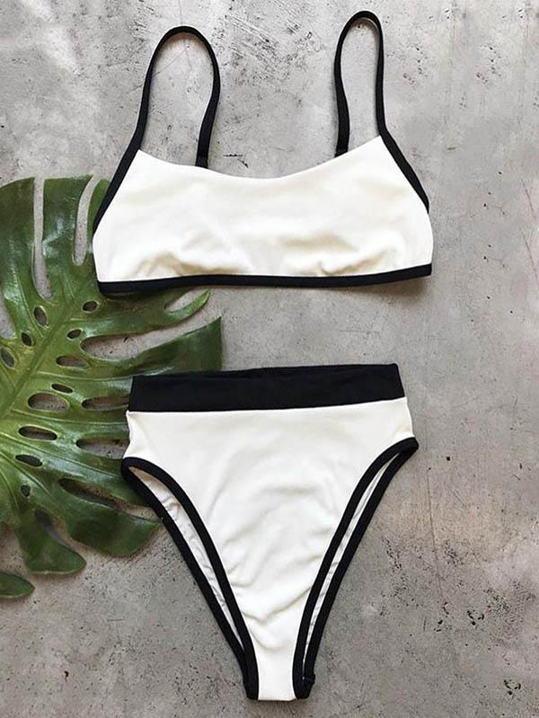 Contrast Color Split-Joint Split Bikini Swimsuit