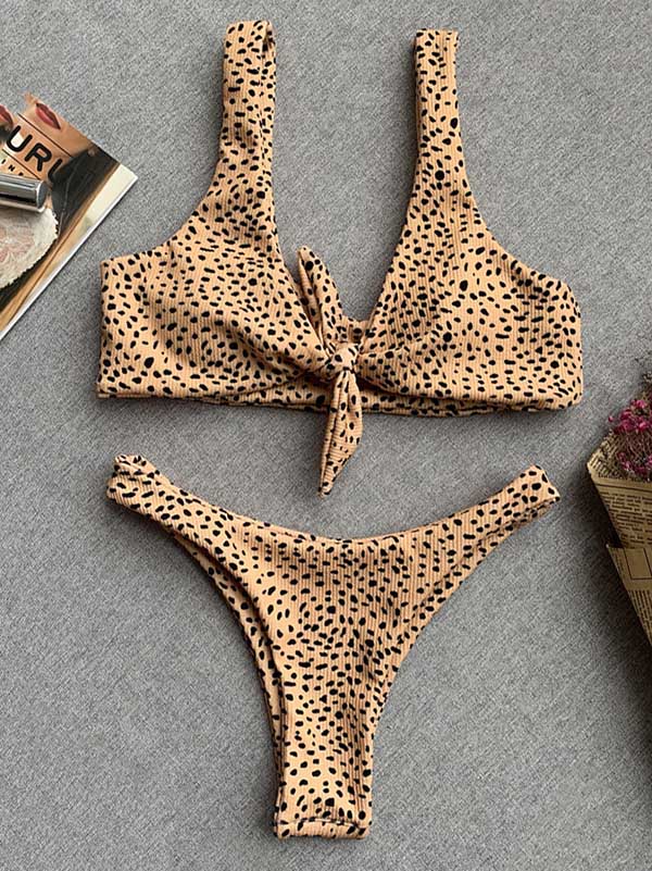 Leopard Print Backless One-Piece Swimsuit