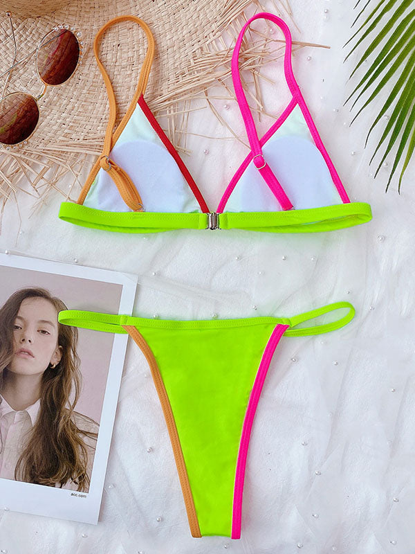 Sexy Triangel-Bikini im Sport-Stil mit tiefem V-Ausschnitt 