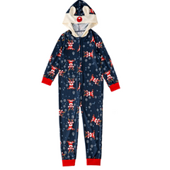 Einteiliges Pyjama-Set mit Kapuze und Weihnachtsdruck 