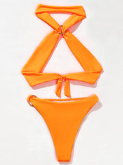 Einfarbige ärmellose rückenfreie Bralette Hipster Bikini Bademode 