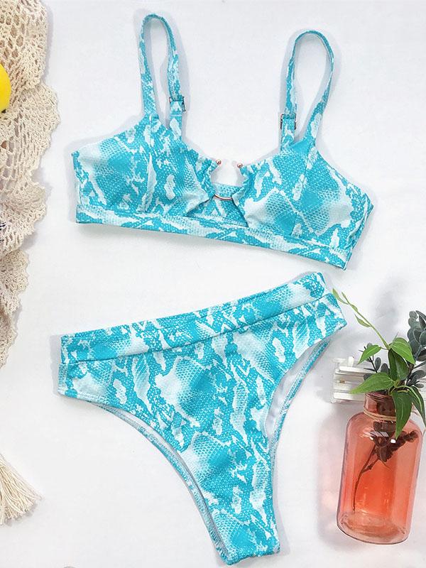 Gorgeous Embellished Hollow Split Bikini Swimsuit