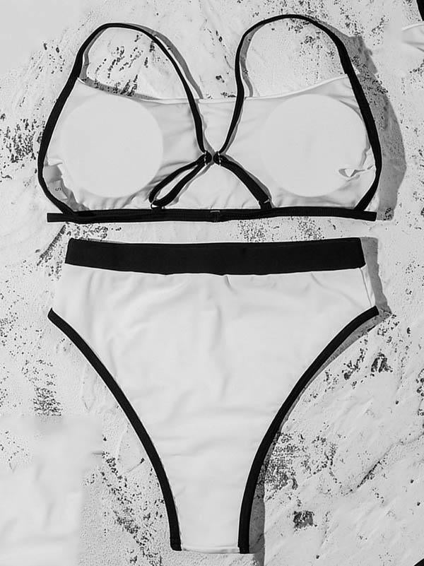 Contrast Color Split-Joint Split Bikini Swimsuit