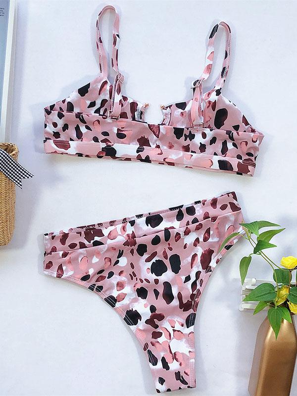 Gorgeous Embellished Hollow Split Bikini Swimsuit