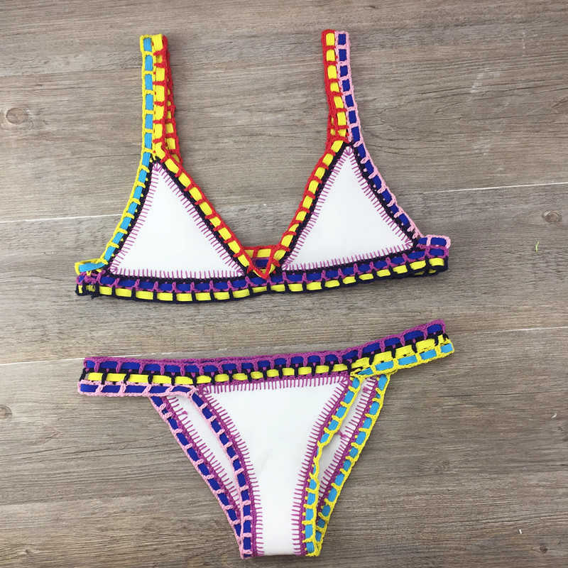 Hand Crocheted Bikini Set – Knitted Stitching Swimsuit for Women