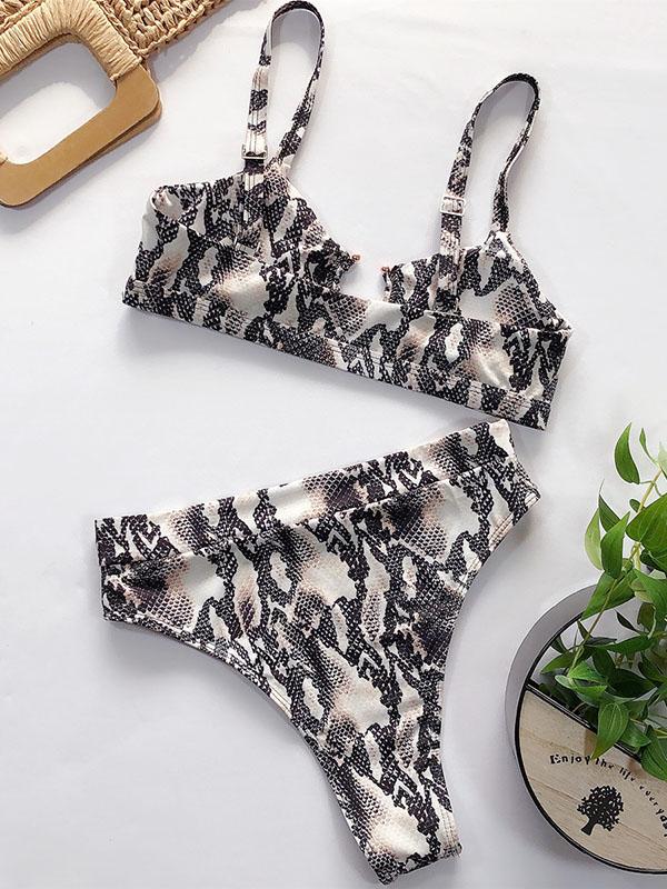 Gorgeous Embellished Hollow Split Bikini Swimsuit