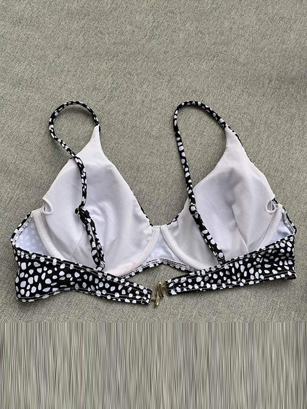 Spaghetti-Ausschnitt Polka Dot Bügel-Bralette Hipster Bikini Bademode 