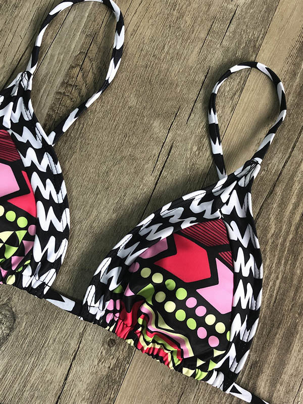 Floral Printed Triangles Bandage  Bikini Swimsuit