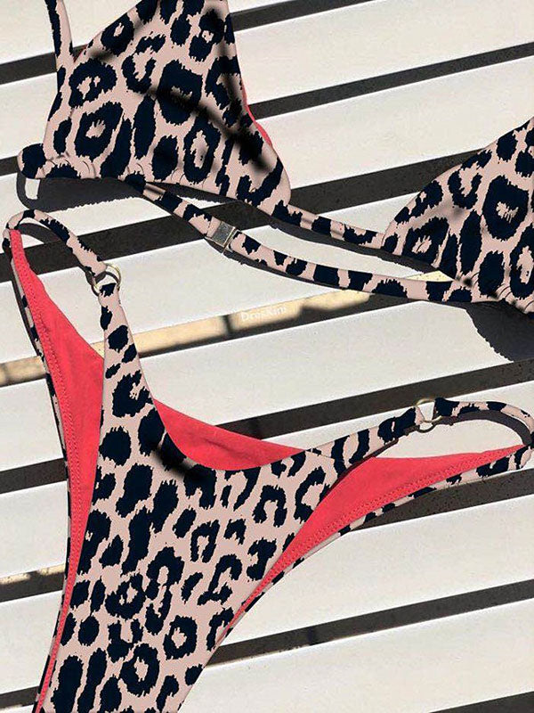 Triangle Sexy Leopard Print Bikini Swimsuit