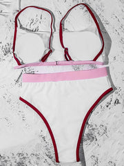 Contrast Color Split-Joint Split Bikini Swimsuit