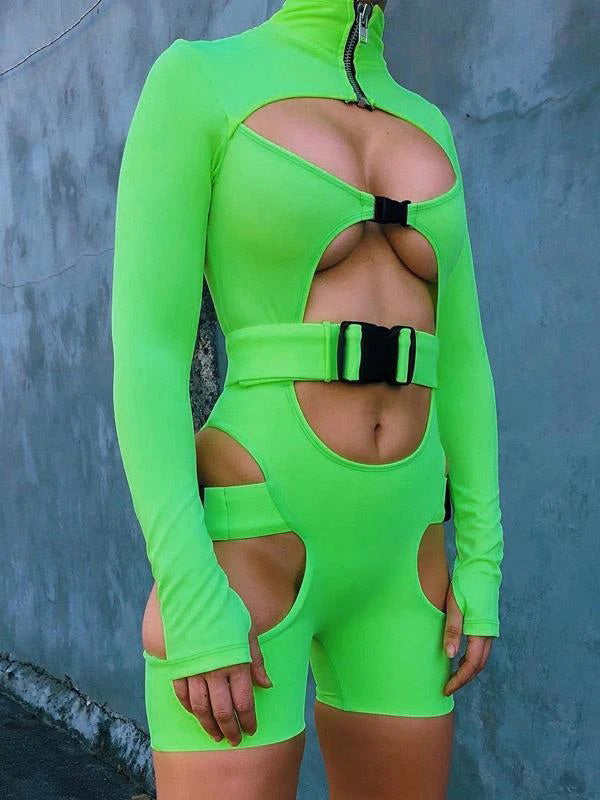 Long Sleeve Zipper Hollow One-Piece Wetsuit