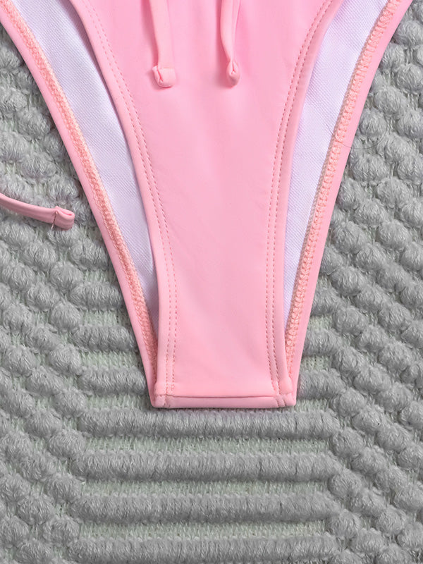 Sexy Bandage Diamond Deco Hollow Split Bikini Swimsuit