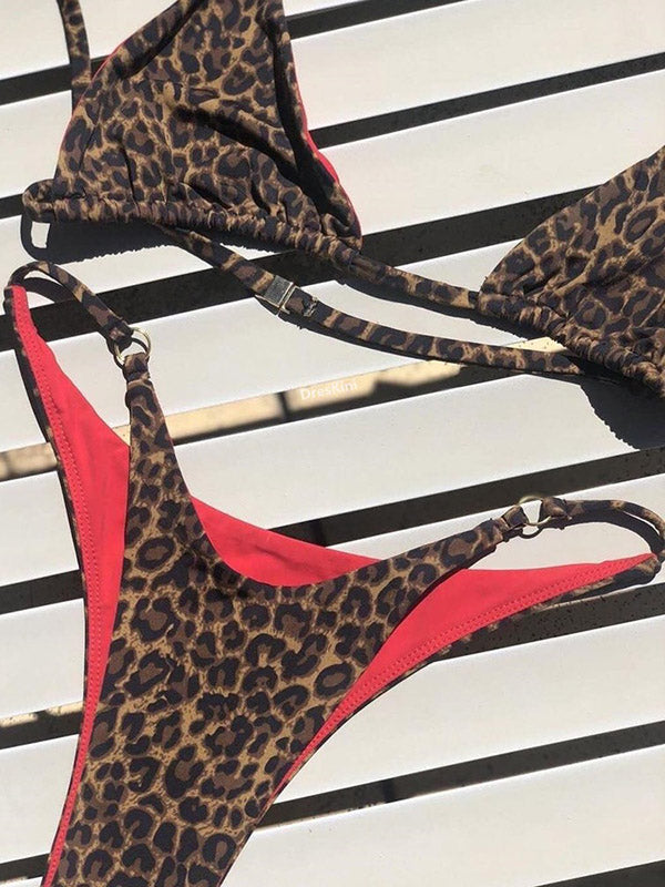 Triangle Sexy Leopard Print Bikini Swimsuit