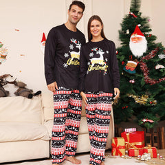 Weihnachts-Schlafanzug für die Familie, passender Pyjama, schwarzer Hirsch-Pyjama