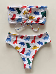 Bikini-Badeanzug mit geteiltem Cartoon-Muster 