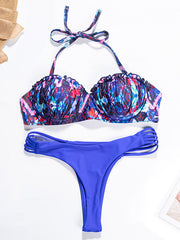 Colorful Underwired Split Bikini Swimsuit