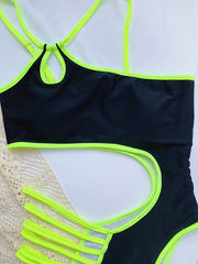 Solid Color One-Shoulder Hollow One-Piece Swimsuit