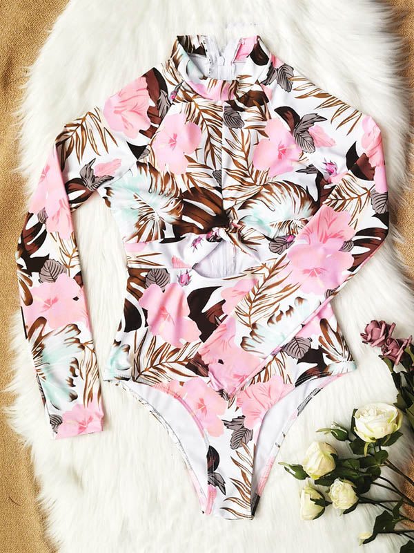 Long Sleeve Floral-Print Hollow Wetsuit