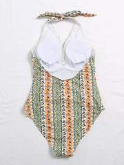 Floral-Print Halterneck Knotted One-Piece Swimwear