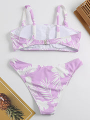 Floral-Print Bandeau Split Bikini Swimsuit