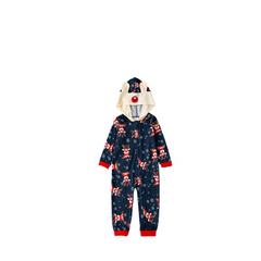 Christmas Print Hooded One-Piece Pajamas Set