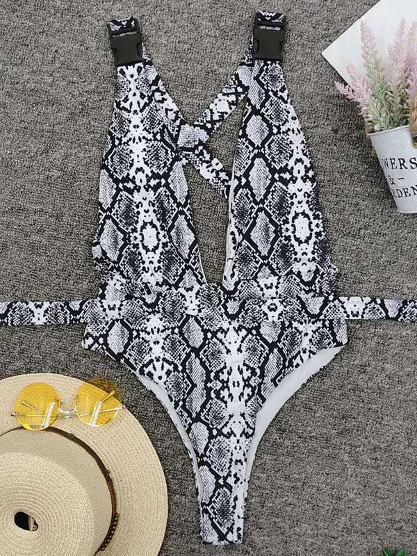 Sexy Snake-Print One-Piece Swimsuit