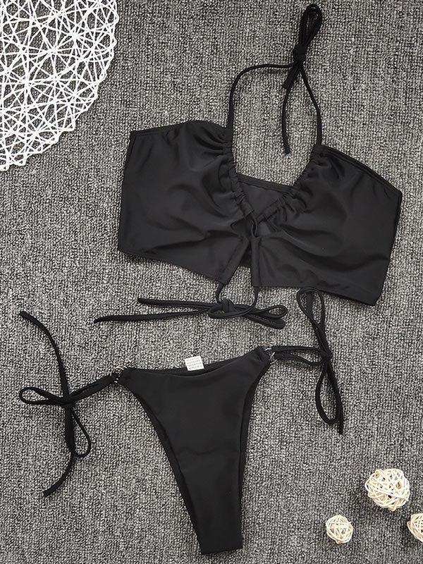 Sexy Bikini-Bademode mit Leopardenmuster und Kordelzug 