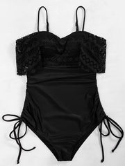 Spaghetti-Neck Split-Joint Lace Sexy One-Piece Swimwear