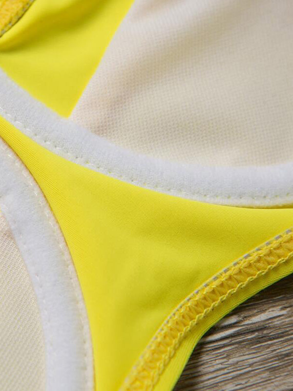 Solid Color Split-Joint Underwired Split Bikini Swimsuit