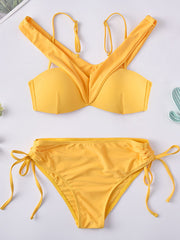 Ärmelloses Bralette mit seitlicher Schnürung und Split Joint Bikini-Bademode 