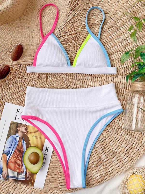 Triangel-Bikini im Sport-Stil mit hoher Taille 