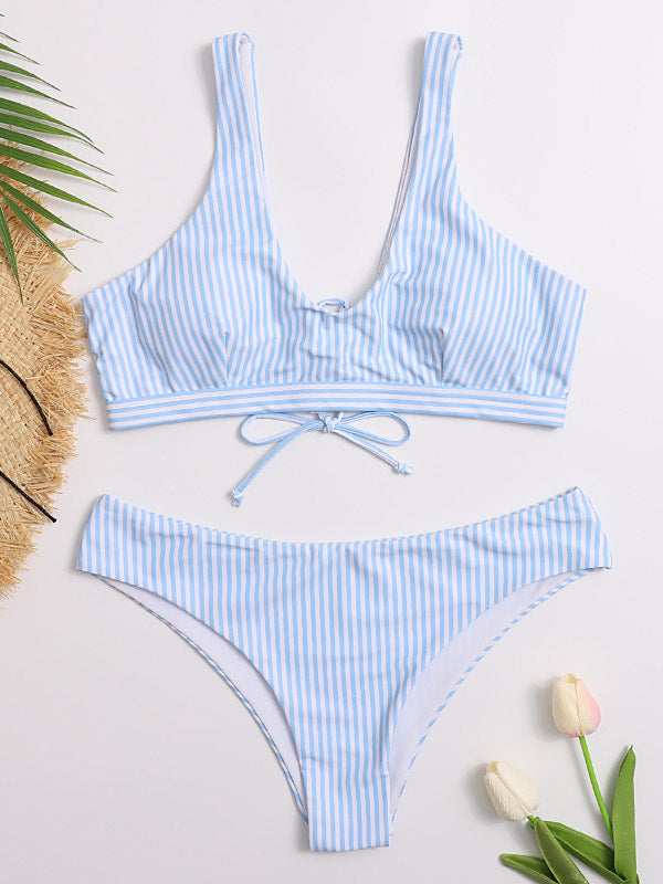 Small Fresh Bandage Hollow Split Bikini Swimsuit